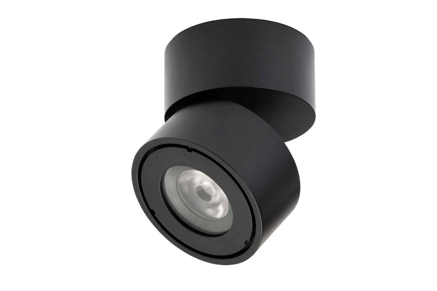 Sort rund Easy Outdoor W100 væglampe med justerbart spot
