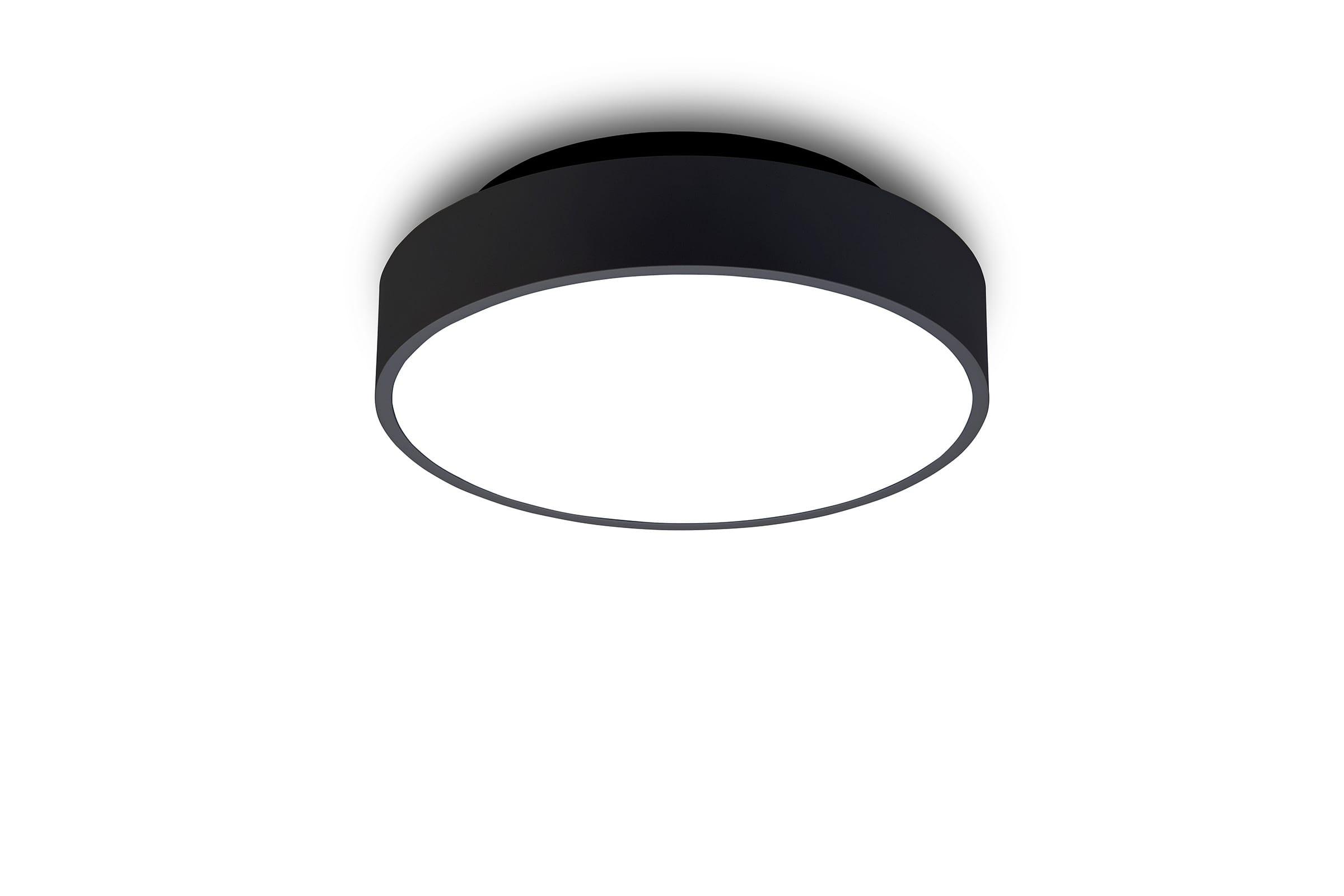 Sort rund Luna Outdoor lampe monteret under overdækning