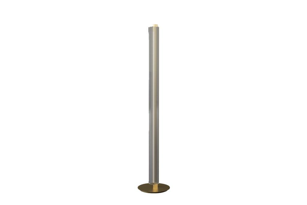 Lirra Floor gulvlampe med lodret rillet glas og messingfarvet fod